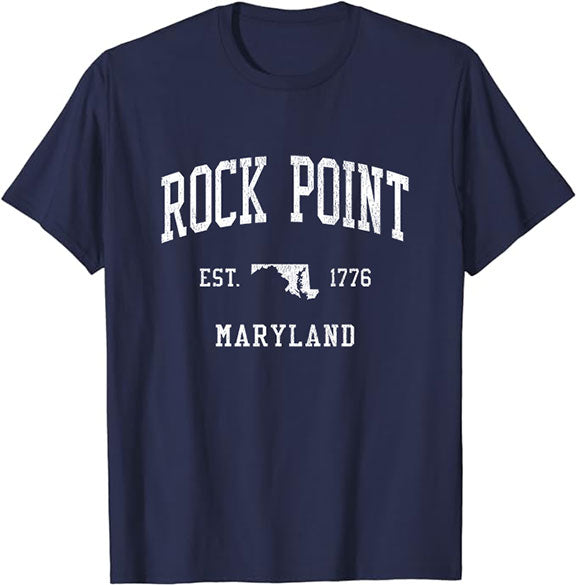 Rock Point Maryland MD T-Shirt Vintage Athletic Sports Design Tee