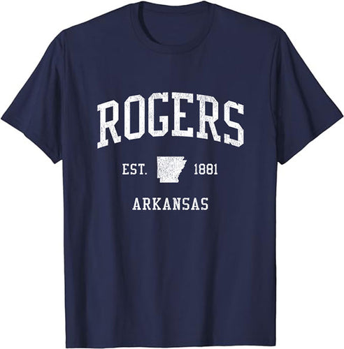 Rogers Arkansas AR T-Shirt Vintage Athletic Sports Design Tee