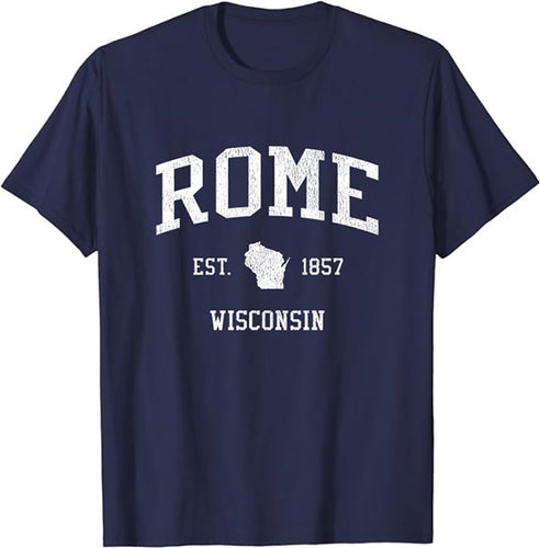 Rome Wisconsin WI T-Shirt Vintage Athletic Sports Design Tee