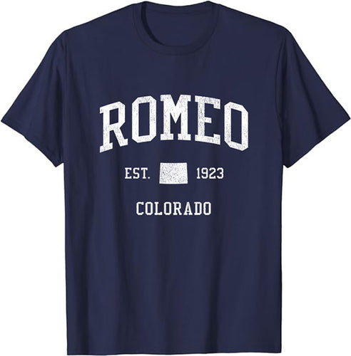 Romeo Colorado CO T-Shirt Vintage Athletic Sports Design Tee