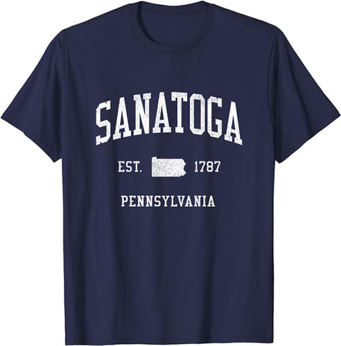 Sanatoga Pennsylvania PA T-Shirt Vintage Athletic Sports Design Tee