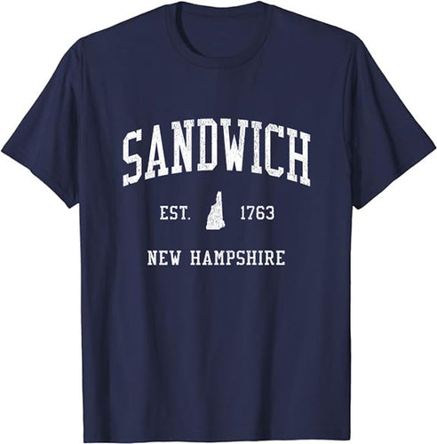 Sandwich New Hampshire NH T-Shirt Vintage Athletic Sports Design Tee