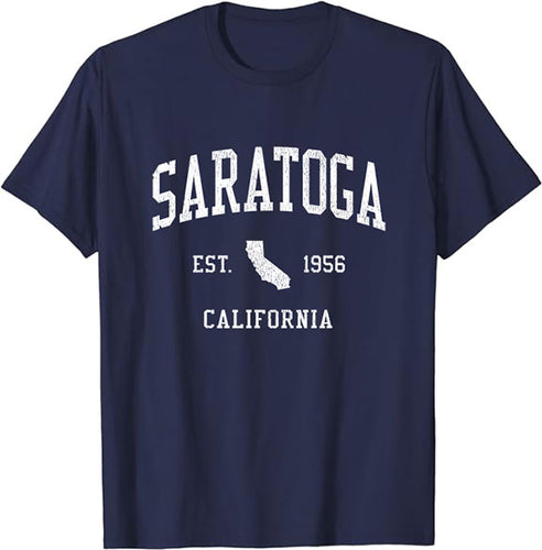 Saratoga California CA T-Shirt Vintage Athletic Sports Design Tee