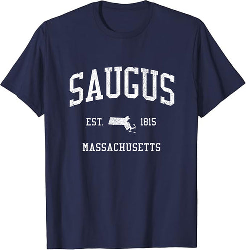 Saugus Massachusetts MA T-Shirt Vintage Athletic Sports Design Tee