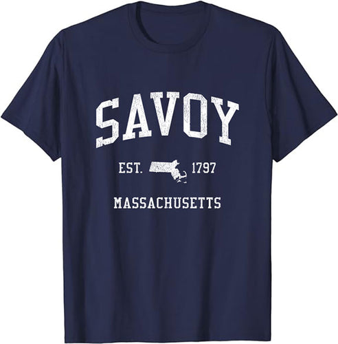 Savoy Massachusetts MA T-Shirt Vintage Athletic Sports Design Tee