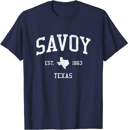 Savoy Texas TX T-Shirt Vintage Athletic Sports Design Tee