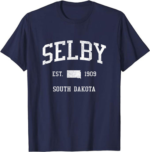 Selby South Dakota SD T-Shirt Vintage Athletic Sports Design Tee