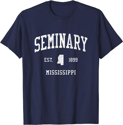 Seminary Mississippi MS T-Shirt Vintage Athletic Sports Design Tee