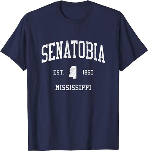 Senatobia Mississippi MS T-Shirt Vintage Athletic Sports Design Tee