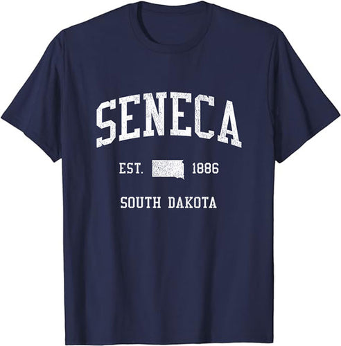 Seneca South Dakota SD T-Shirt Vintage Athletic Sports Design Tee