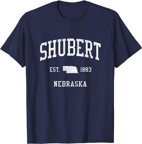 Shubert Nebraska NE T-Shirt Vintage Athletic Sports Design Tee