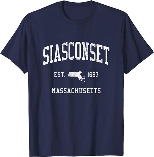 Siasconset Massachusetts MA T-Shirt Vintage Athletic Sports Design Tee