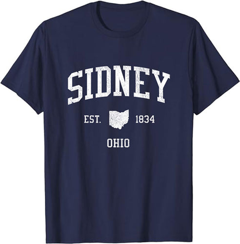 Sidney Ohio OH T-Shirt Vintage Athletic Sports Design Tee