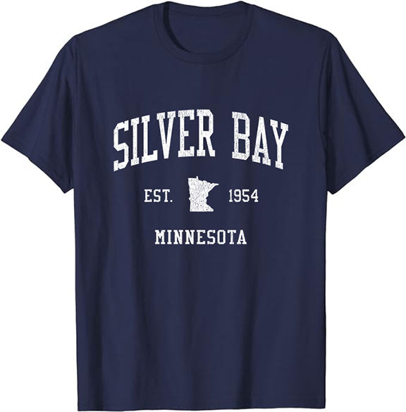 Silver Bay Minnesota MN T-Shirt Vintage Athletic Sports Design Tee