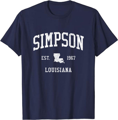 Simpson Louisiana LA T-Shirt Vintage Athletic Sports Design Tee