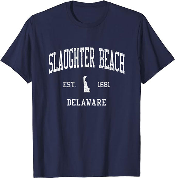 Slaughter Beach Delaware DE T-Shirt Vintage Athletic Sports Design Tee