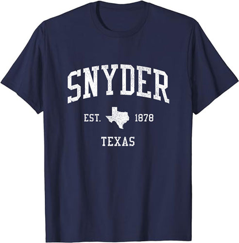 Snyder Texas TX T-Shirt Vintage Athletic Sports Design Tee