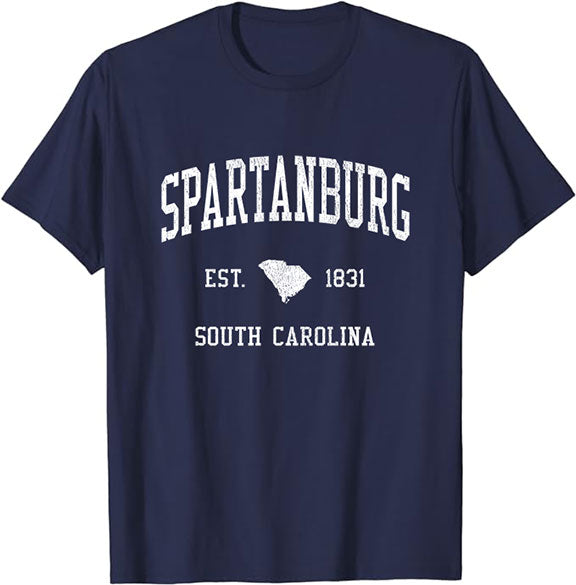 Spartanburg South Carolina SC T-Shirt Vintage Athletic Sports Design Tee