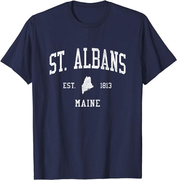 St. Albans Maine ME T-Shirt Vintage Athletic Sports Design Tee