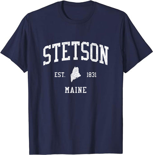 Stetson Maine ME T-Shirt Vintage Athletic Sports Design Tee
