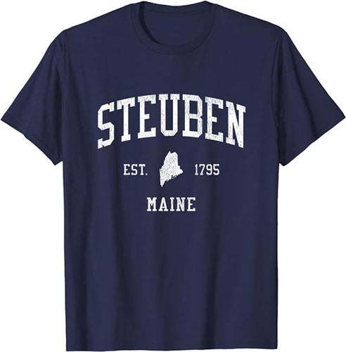 Steuben Maine ME T-Shirt Vintage Athletic Sports Design Tee