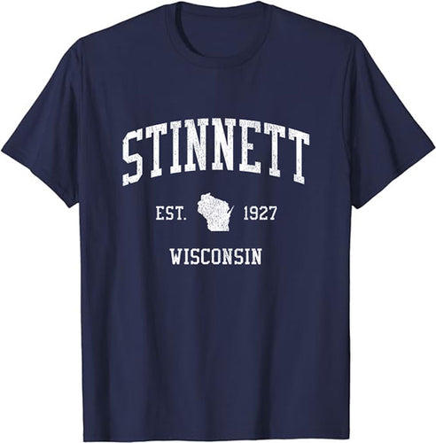 Stinnett Wisconsin WI T-Shirt Vintage Athletic Sports Design Tee