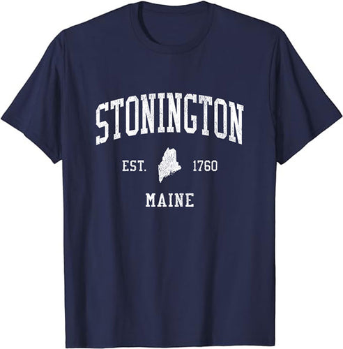 Stonington Maine ME T-Shirt Vintage Athletic Sports Design Tee
