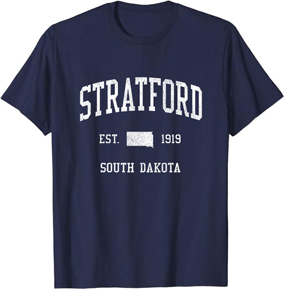 Stratford South Dakota SD T-Shirt Vintage Athletic Sports Design Tee