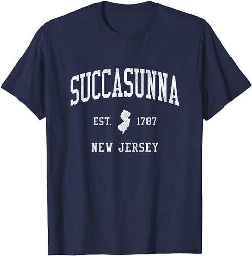 Succasunna New Jersey NJ T-Shirt Vintage Athletic Sports Design Tee