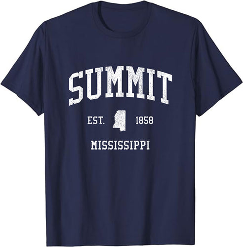 Summit Mississippi MS T-Shirt Vintage Athletic Sports Design Tee