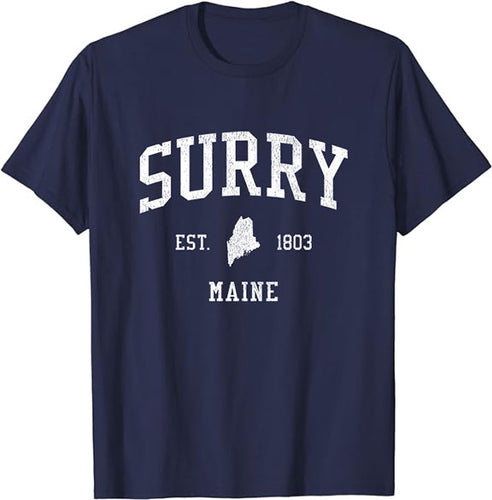 Surry Maine ME T-Shirt Vintage Athletic Sports Design Tee