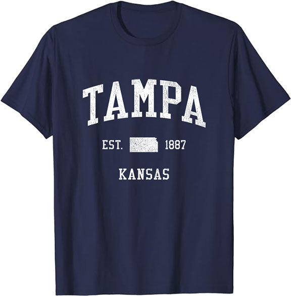 Tampa Kansas KS T-Shirt Vintage Athletic Sports Design Tee