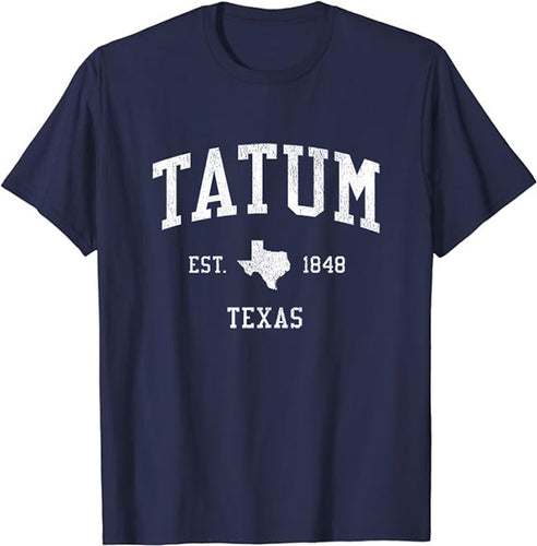 Tatum Texas TX T-Shirt Vintage Athletic Sports Design Tee