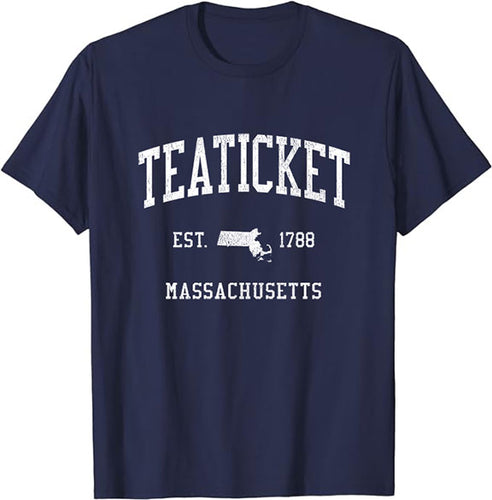 Teaticket Massachusetts MA T-Shirt Vintage Athletic Sports Design Tee