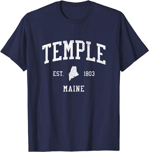 Temple Maine ME T-Shirt Vintage Athletic Sports Design Tee