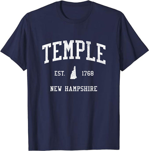 Temple New Hampshire NH T-Shirt Vintage Athletic Sports Design Tee