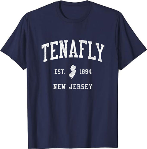 Tenafly New Jersey NJ T-Shirt Vintage Athletic Sports Design Tee