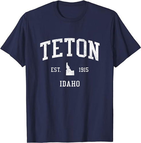 Teton Idaho ID T-Shirt Vintage Athletic Sports Design Tee