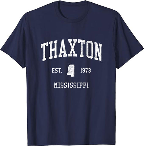 Thaxton Mississippi MS T-Shirt Vintage Athletic Sports Design Tee