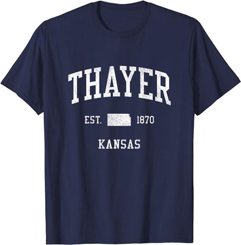 Thayer Kansas KS T-Shirt Vintage Athletic Sports Design Tee