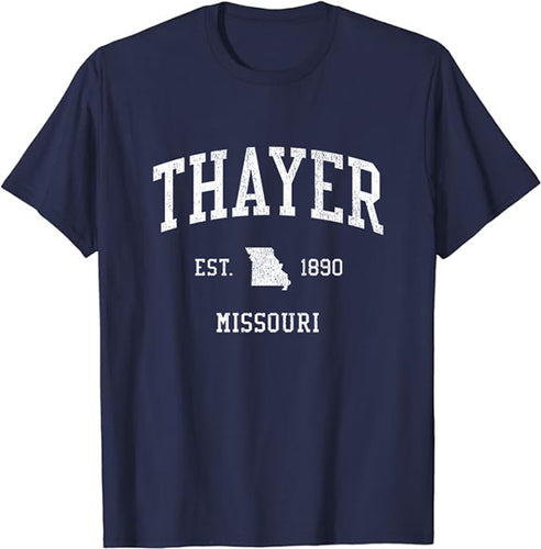 Thayer Missouri MO T-Shirt Vintage Athletic Sports Design Tee