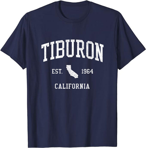 Tiburon California CA T-Shirt Vintage Athletic Sports Design Tee