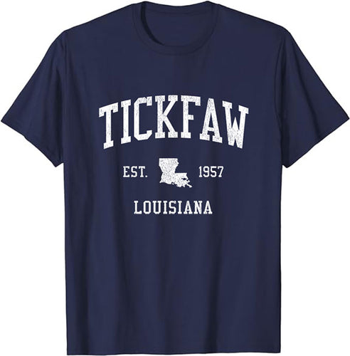 Tickfaw Louisiana LA T-Shirt Vintage Athletic Sports Design Tee