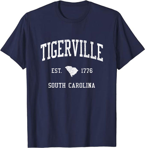 Tigerville South Carolina SC T-Shirt Vintage Athletic Sports Design Tee