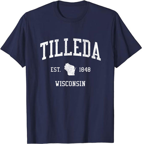 Tilleda Wisconsin WI T-Shirt Vintage Athletic Sports Design Tee