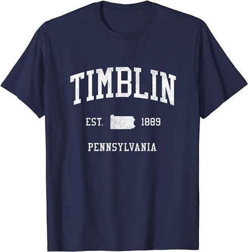 Timblin Pennsylvania PA T-Shirt Vintage Athletic Sports Design Tee