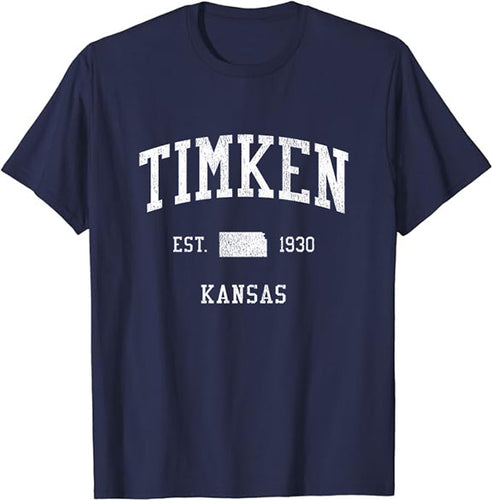 Timken Kansas KS T-Shirt Vintage Athletic Sports Design Tee