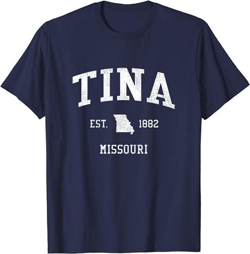 Tina Missouri MO T-Shirt Vintage Athletic Sports Design Tee