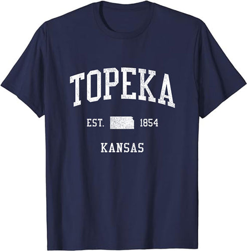 Topeka Kansas KS T-Shirt Vintage Athletic Sports Design Tee