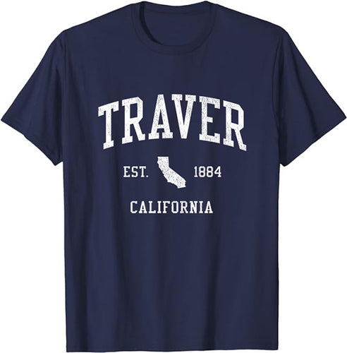 Traver California CA T-Shirt Vintage Athletic Sports Design Tee